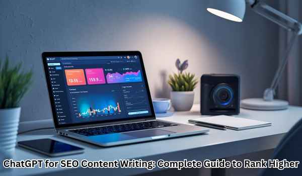 ChatGPT for Content and SEO AI generating optimized blog content on a laptop